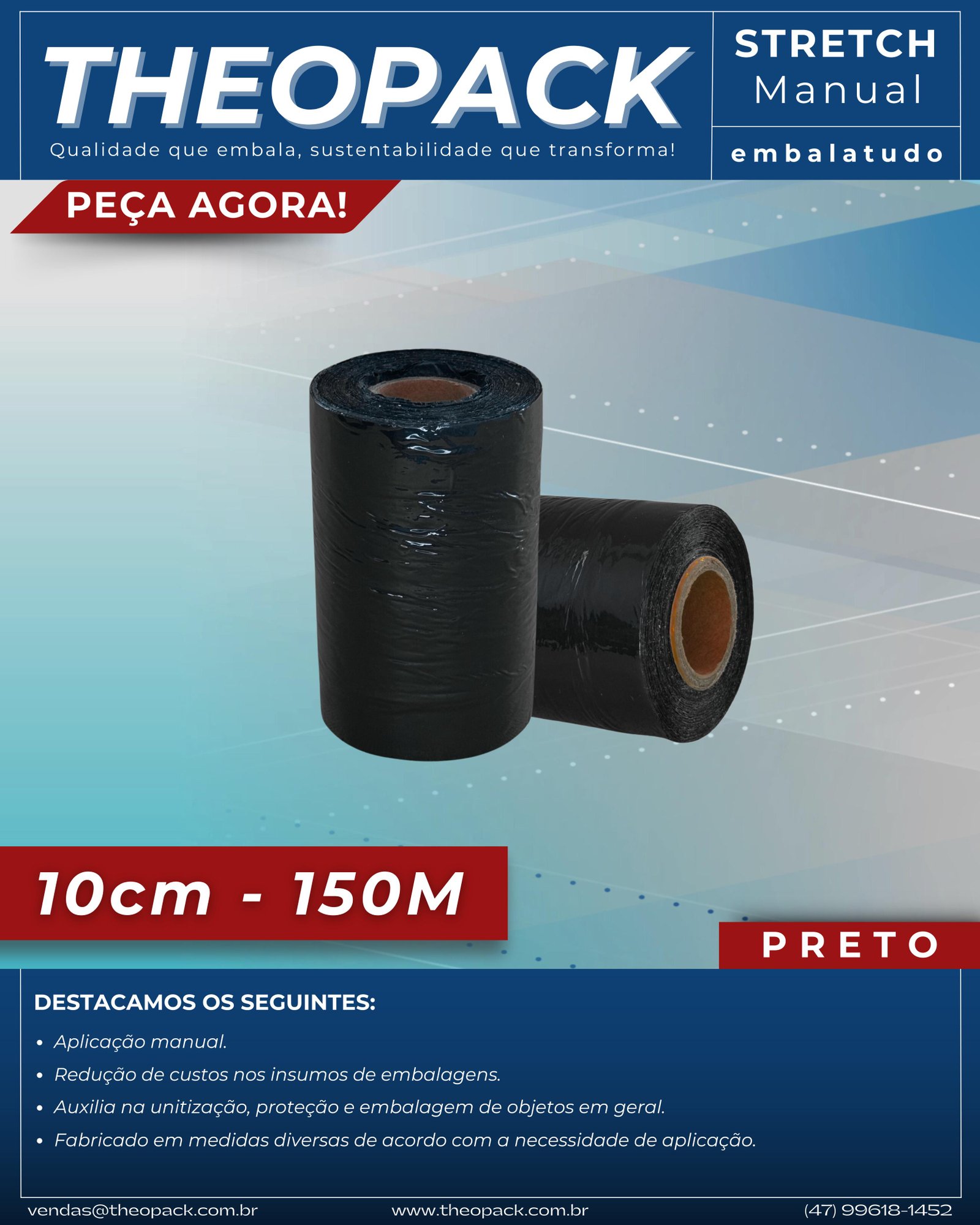 Filme Stretch Preto 100mm