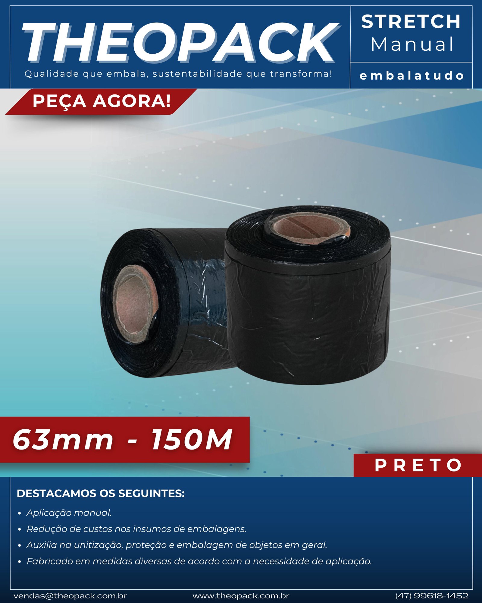 Filme Stretch Preto 63mm
